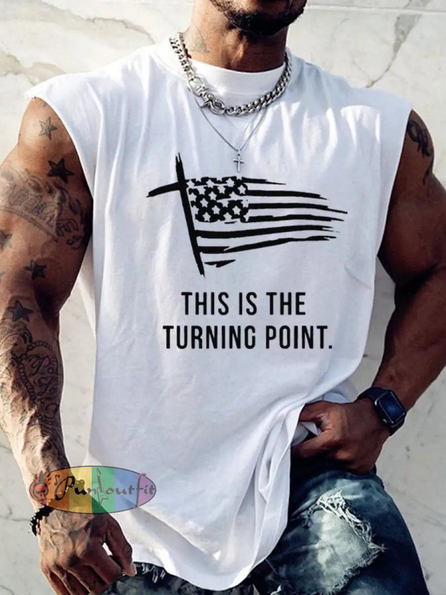 Men’s This Is The Turning Point Printed T-shirt Vests White / S