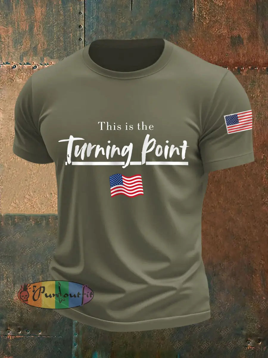 Men’s This Is The Turning Point R.I.P Charlie Kirk Tee Army Green / S