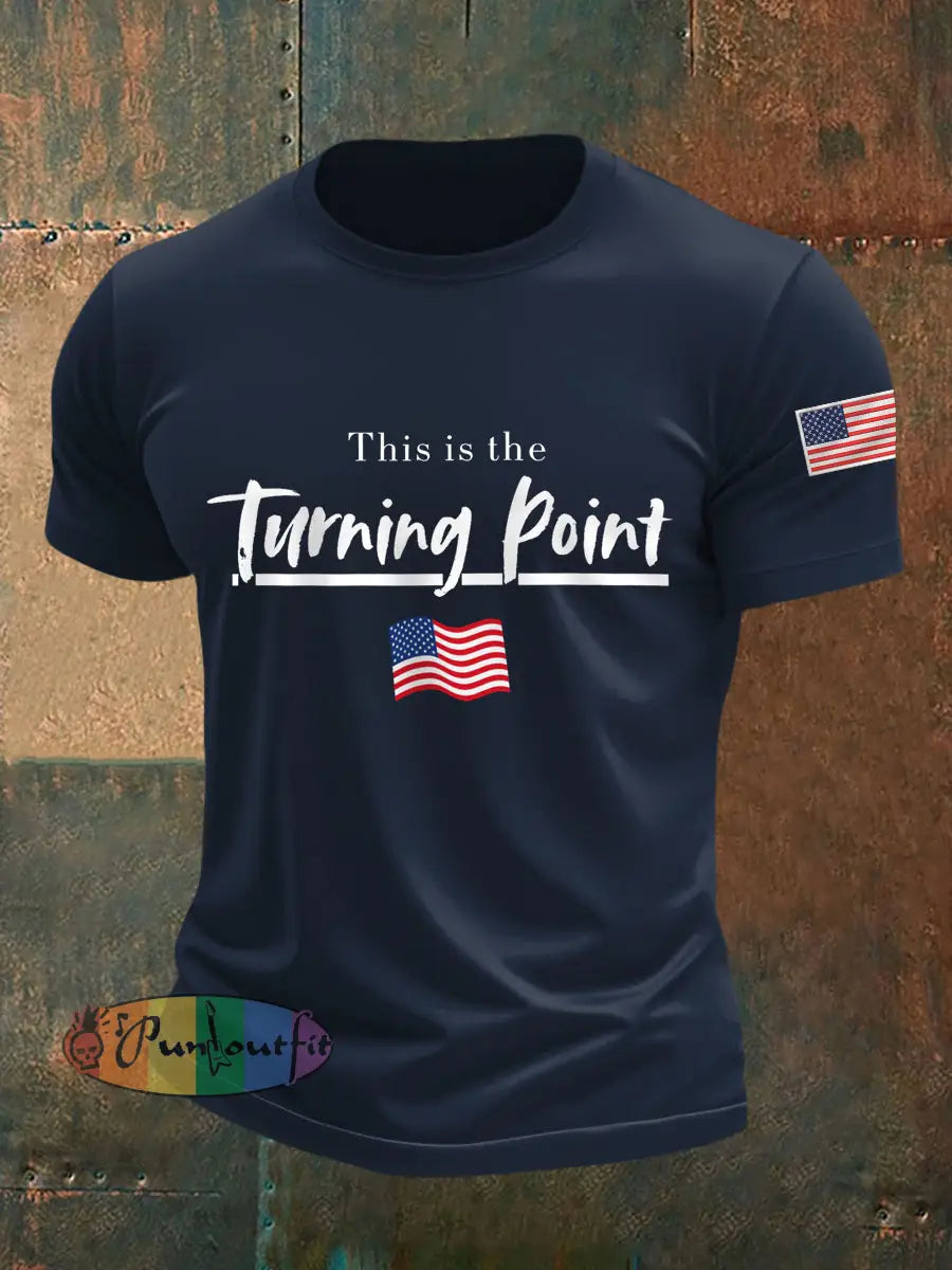 Men’s This Is The Turning Point R.I.P Charlie Kirk Tee Navy Blue / S