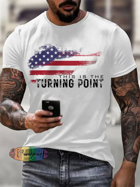 Men’s This Is The Turning Point USA Flag Print T-shirt White / S