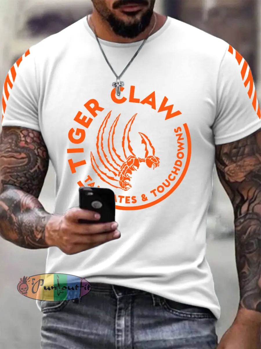 Men’s Tiger Claw Print T-Shirt White / S
