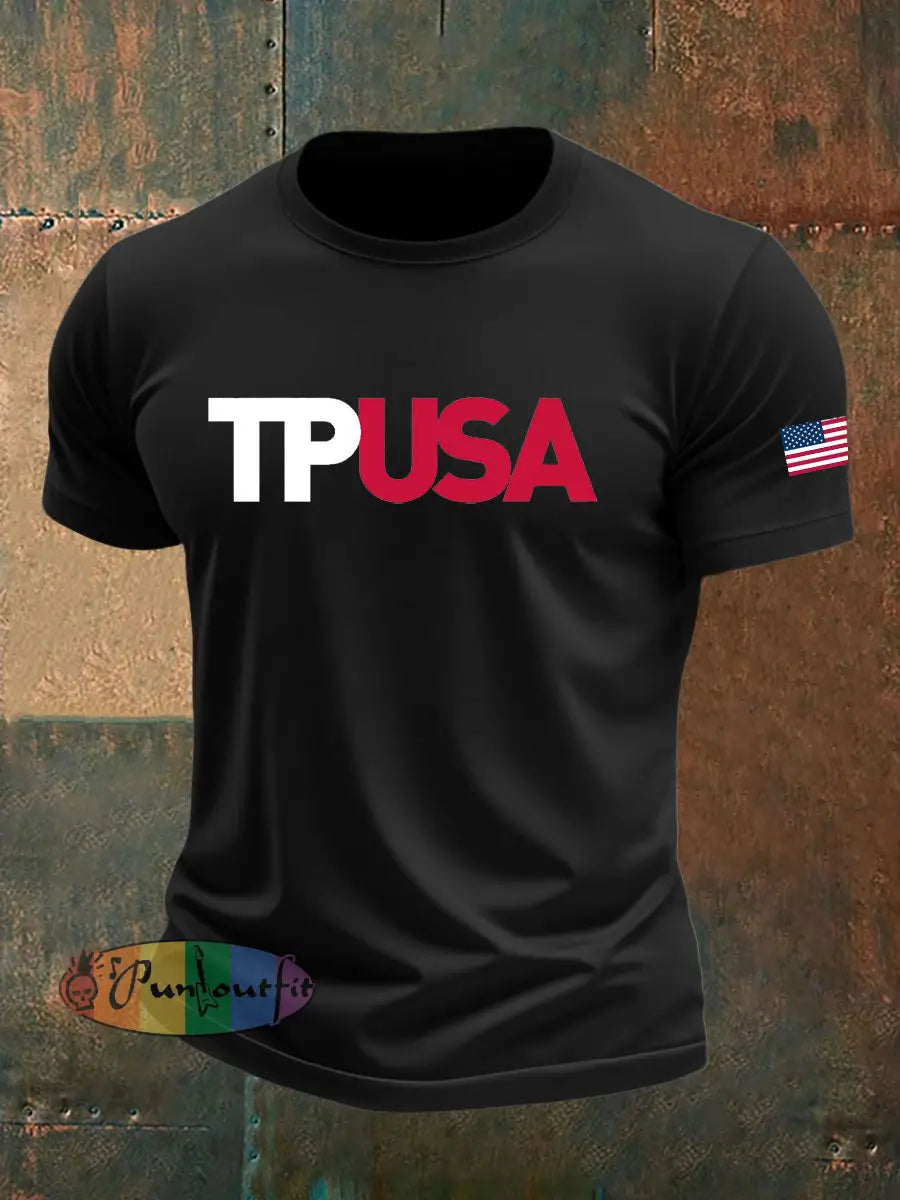 Men’s TPAUSA Printed imitation cotton short-sleeved T-shirt Black / S