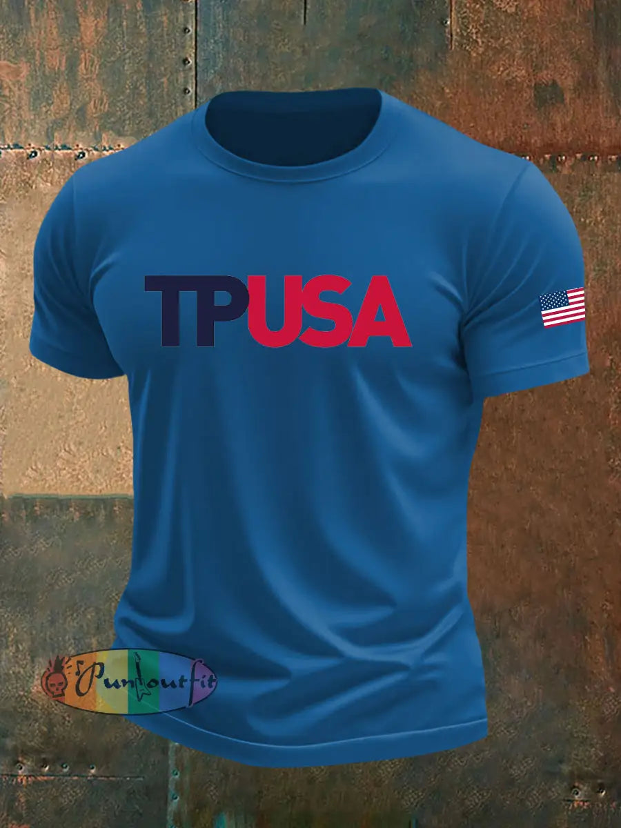 Men’s TPAUSA Printed imitation cotton short-sleeved T-shirt Blue / S