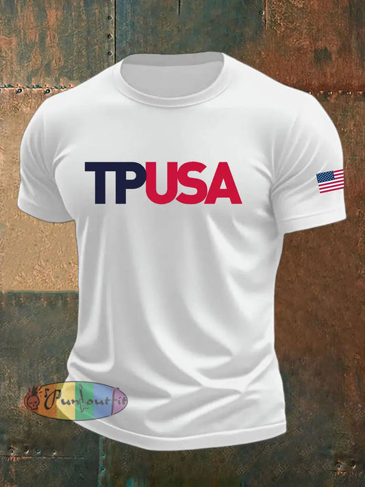 Men’s TPAUSA Printed imitation cotton short-sleeved T-shirt White / S