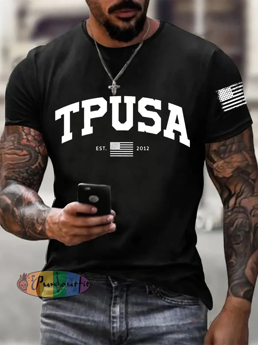 Men’s Tpusa Short-sleeved T-shirt Black / S