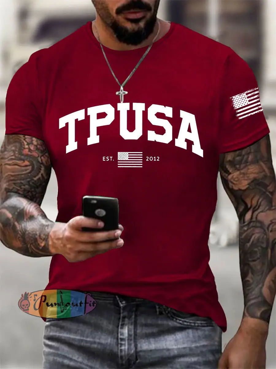 Men’s Tpusa Short-sleeved T-shirt Deep Red / S