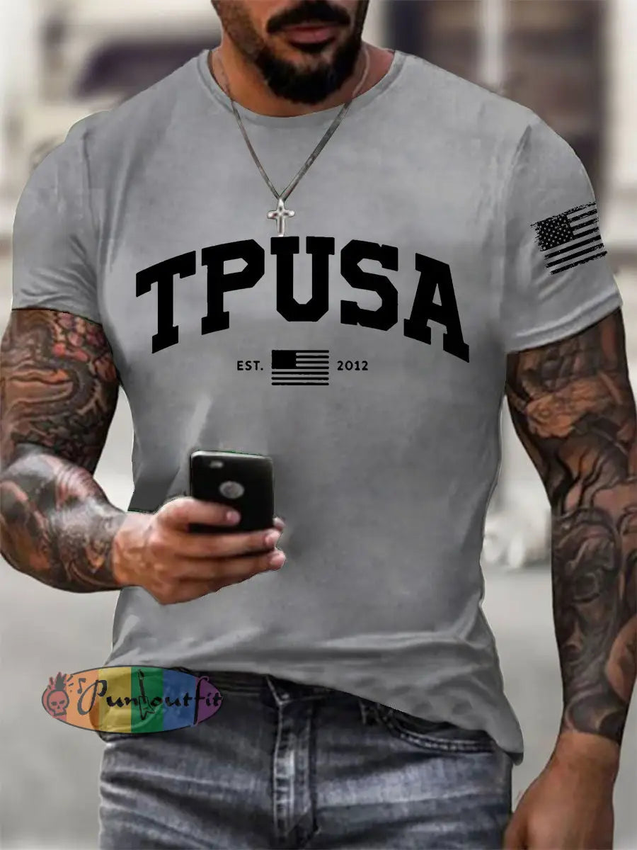 Men’s Tpusa Short-sleeved T-shirt Light Gray / S