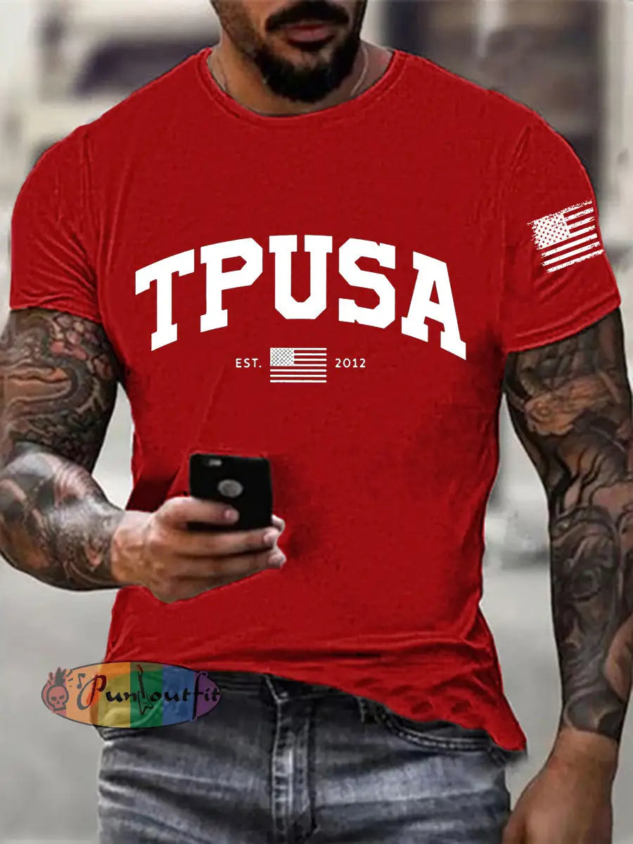 Men’s Tpusa Short-sleeved T-shirt Pure Red / S