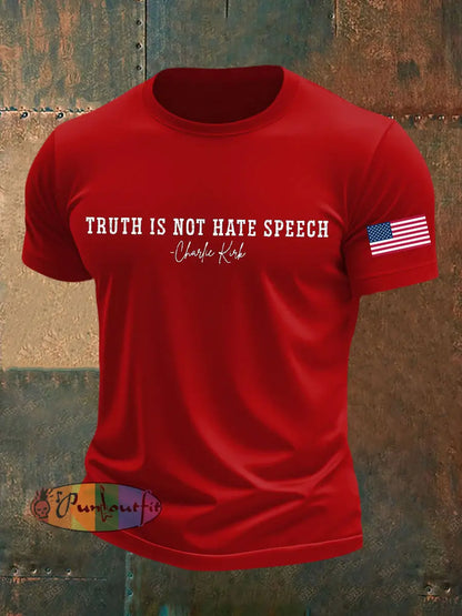 Men’s Truth Is Not Hate Speech Printed T-shirt Pure Red / S