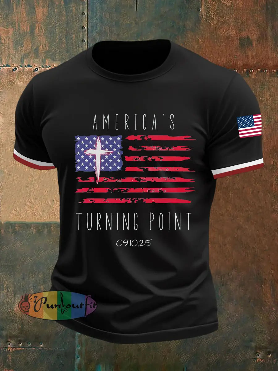 Men’s Turning Point Flag Cross Short Sleeves T-shirt Black / S