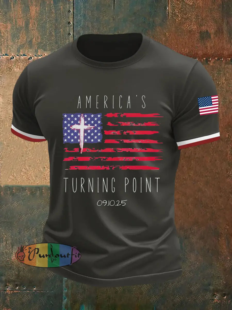 Men’s Turning Point Flag Cross Short Sleeves T-shirt Dark Gray / S