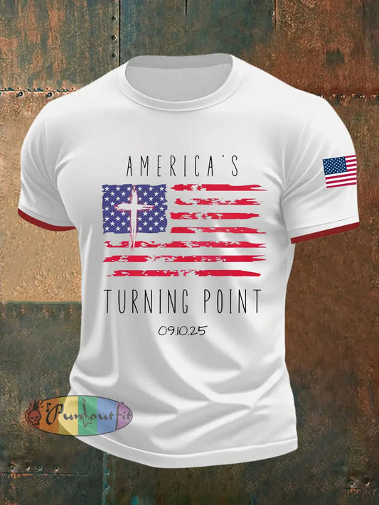 Men’s Turning Point Flag Cross Short Sleeves T-shirt White / S