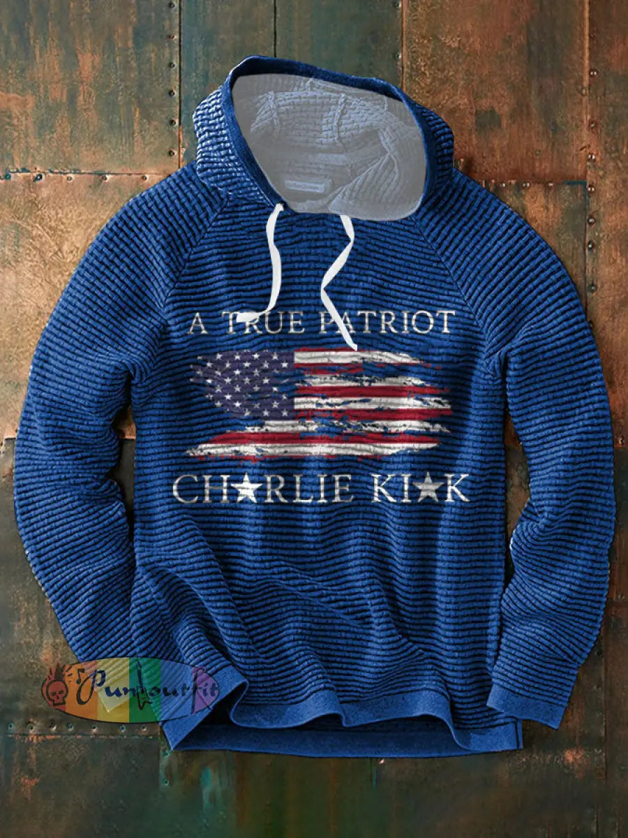 Men’s Turning Point Flag Printed Hoodie Blue / S