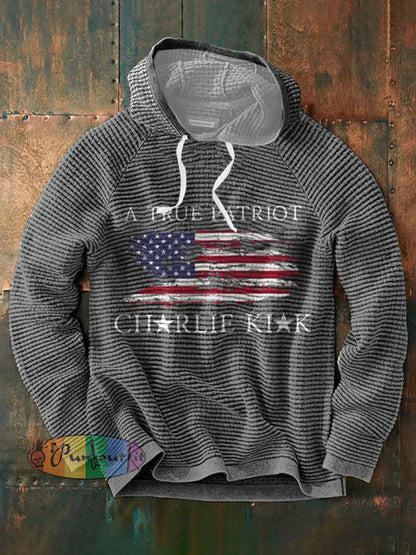 Men’s Turning Point Flag Printed Hoodie Light Gray / S