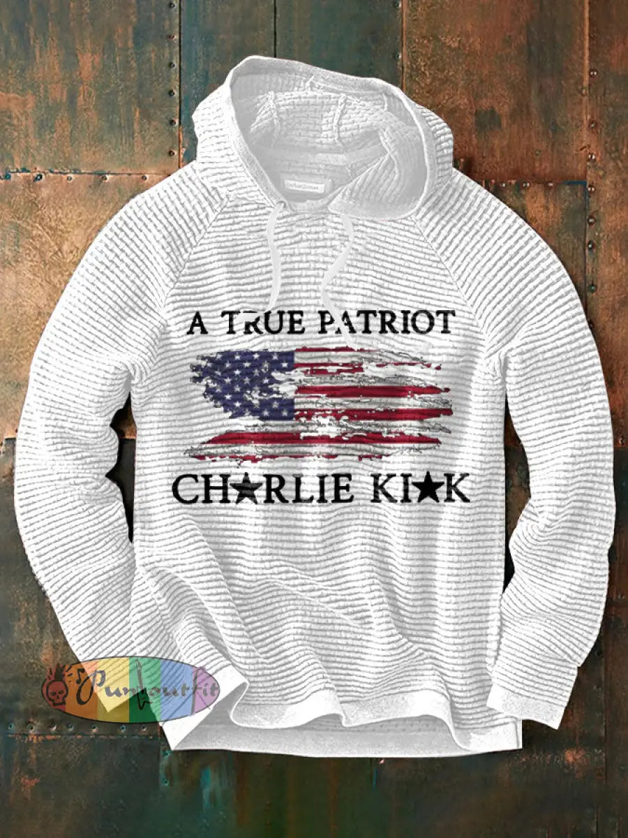 Men’s Turning Point Flag Printed Hoodie White / S
