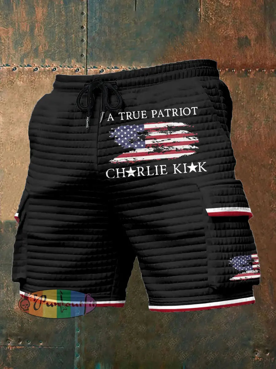 Men’s Turning Point Flag Printed Shorts Black / S