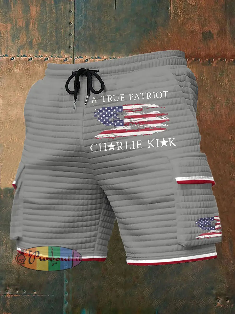 Men’s Turning Point Flag Printed Shorts Light Gray / S