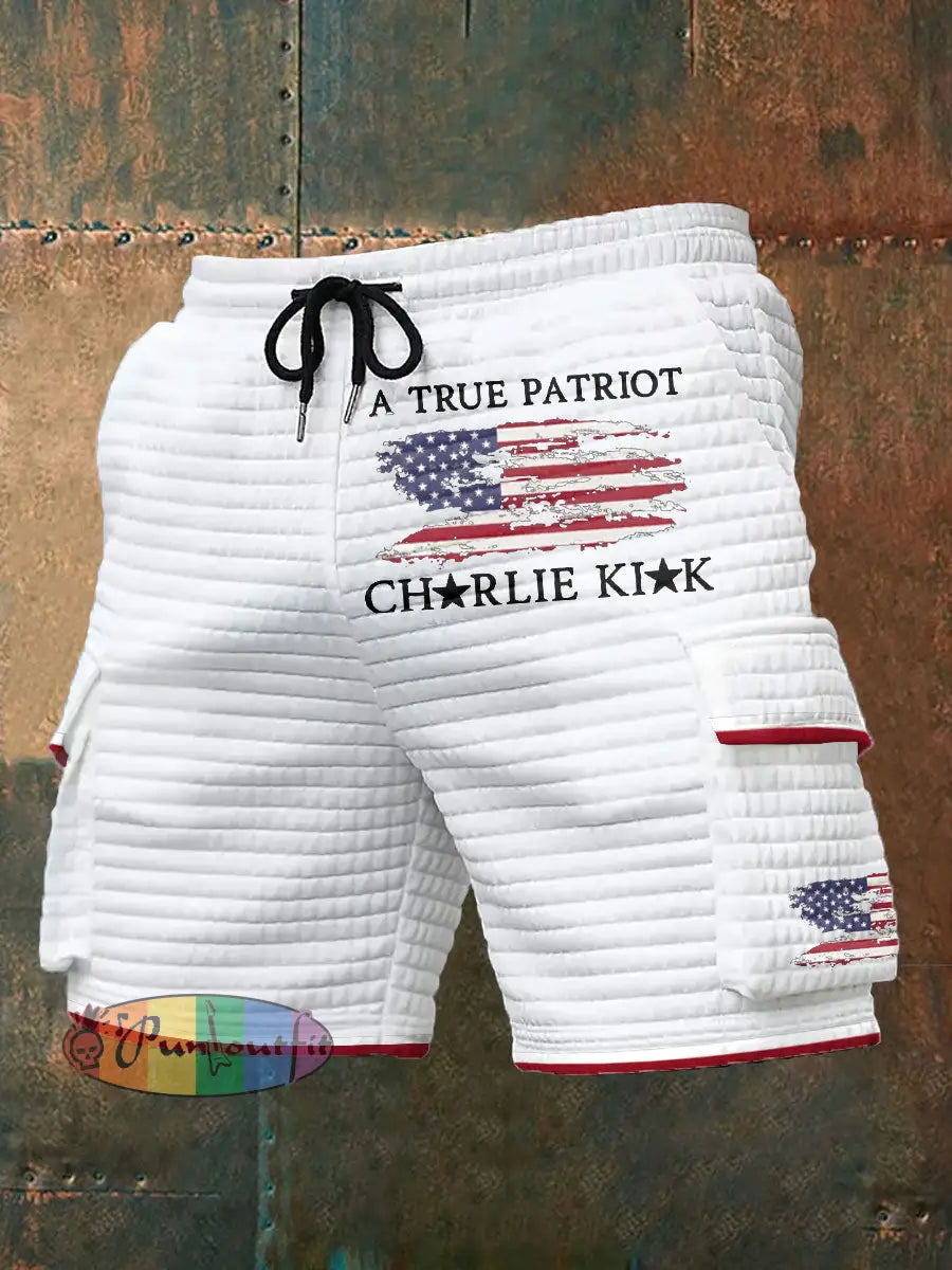 Men’s Turning Point Flag Printed Shorts White / S