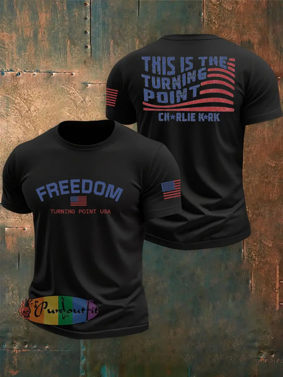 Men’s Turning Point Flag Printed T-shirt Black / S
