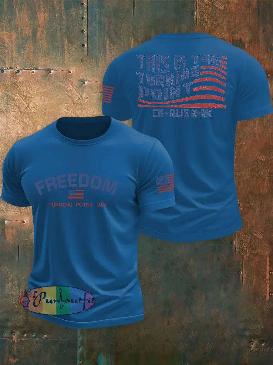 Men’s Turning Point Flag Printed T-shirt Blue / S