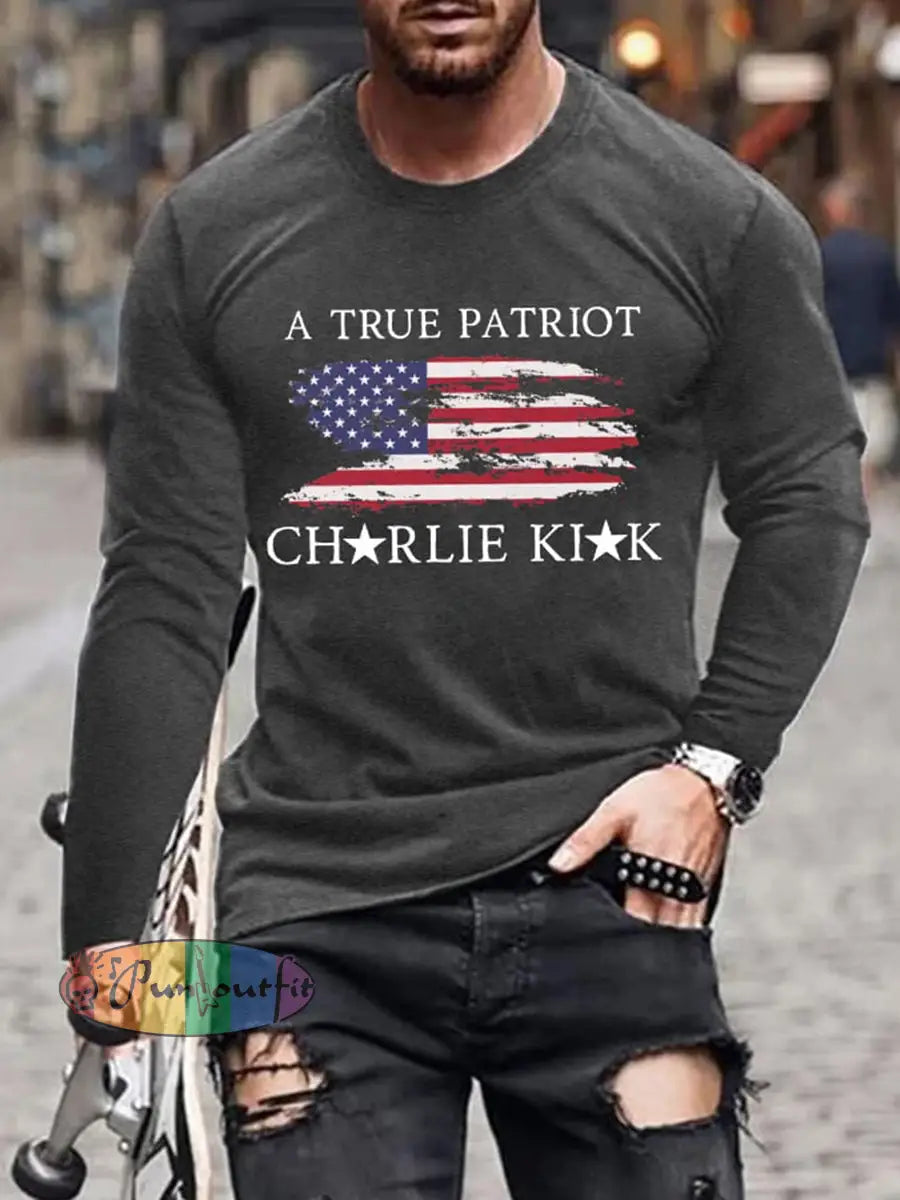 Men’s Turning Point Flag Printed T-shirt Dark Gray / S