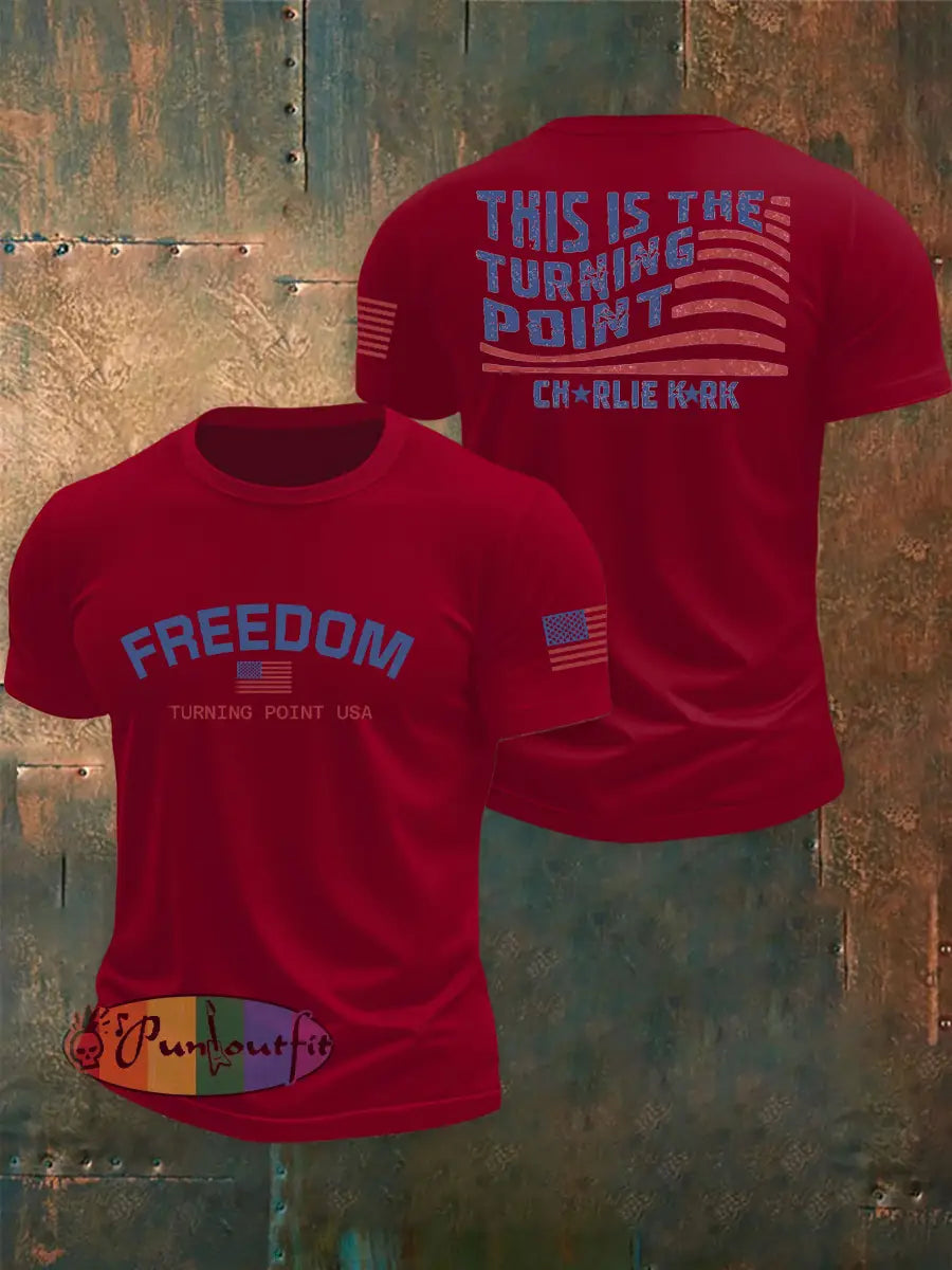 Men’s Turning Point Flag Printed T-shirt Deep Red / S