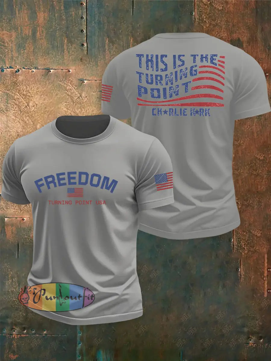 Men’s Turning Point Flag Printed T-shirt Light Gray / S