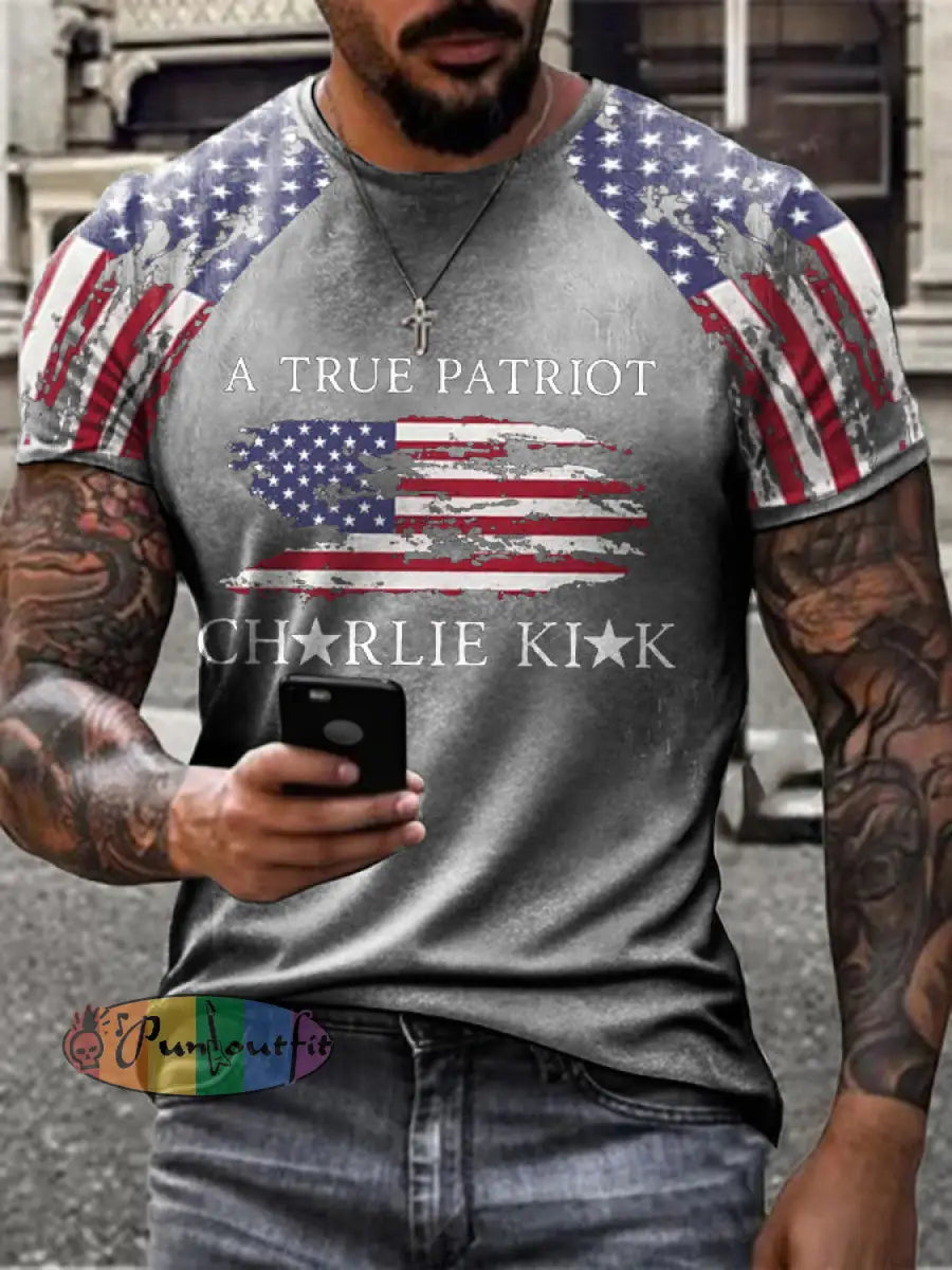 Men’s Turning Point Flag Printed T-shirt Light Gray / S