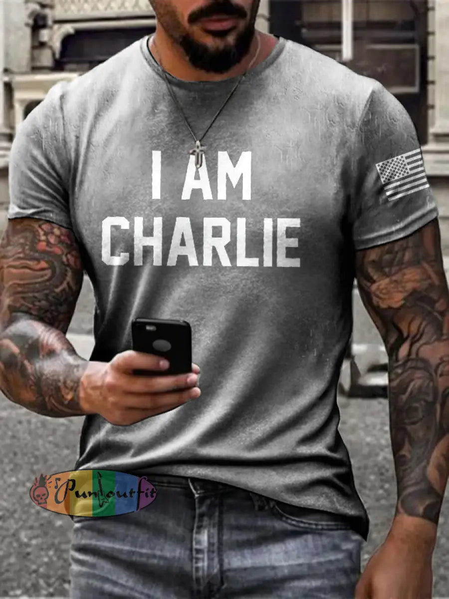 Men’s Turning Point I Am PrintedT-shirt Light Gray