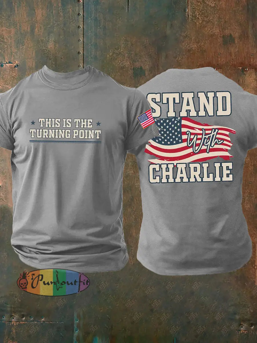 Men’s Turning Point Printed imitation cotton short-sleeved T-shirt Light Gray / S