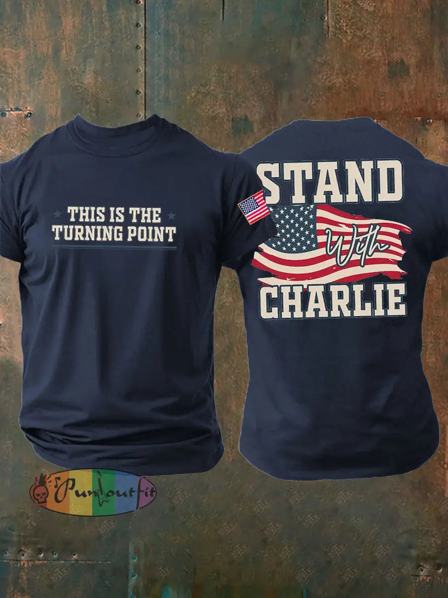 Men’s Turning Point Printed imitation cotton short-sleeved T-shirt Navy Blue / S
