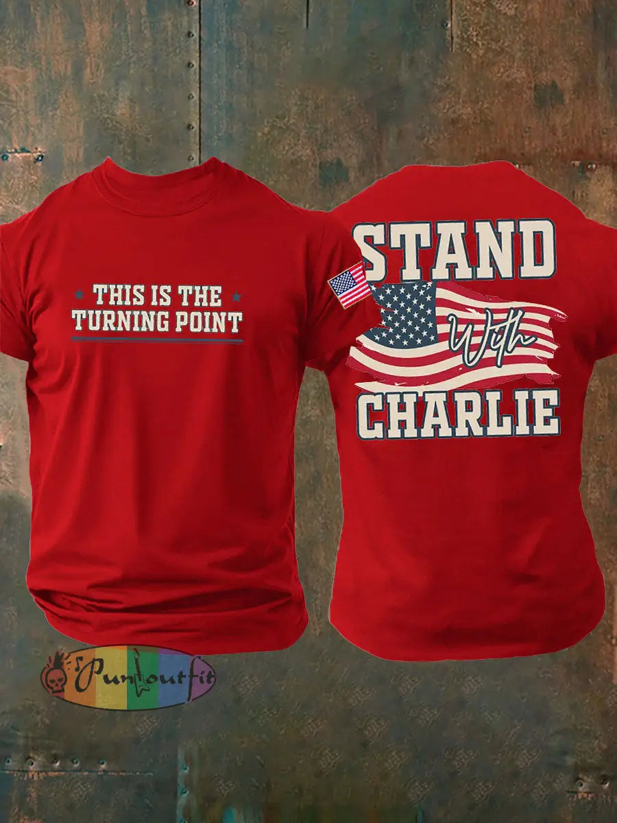 Men’s Turning Point Printed imitation cotton short-sleeved T-shirt Pure Red / S