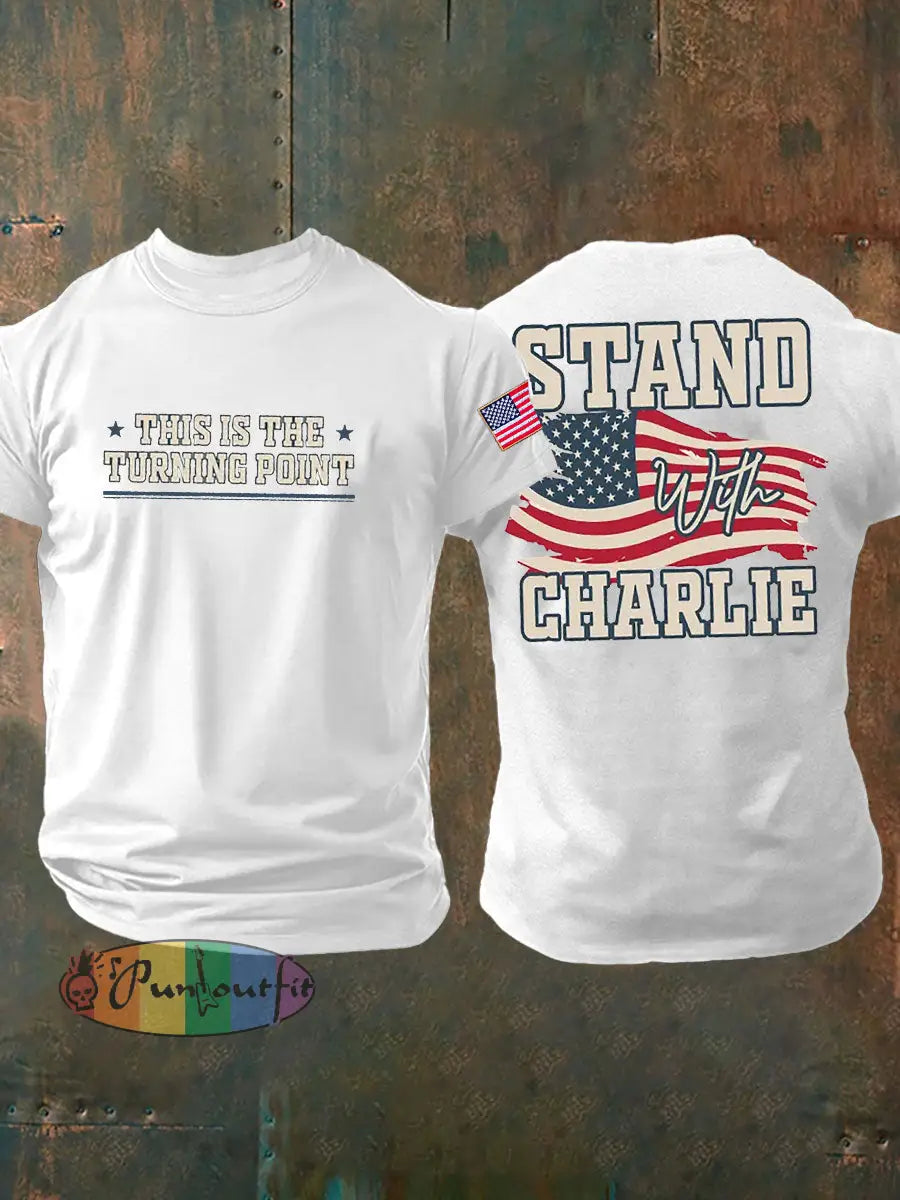 Men’s Turning Point Printed imitation cotton short-sleeved T-shirt White / S