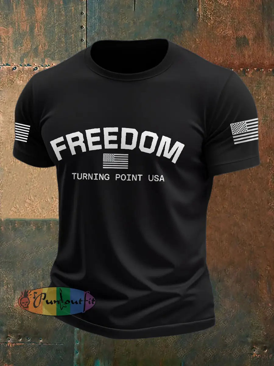 Men’s Turning Point USA Flag Printed T-shirt Black / S