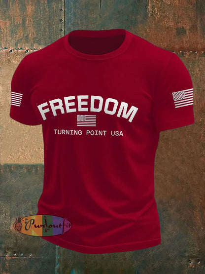 Men’s Turning Point USA Flag Printed T-shirt Deep Red / S