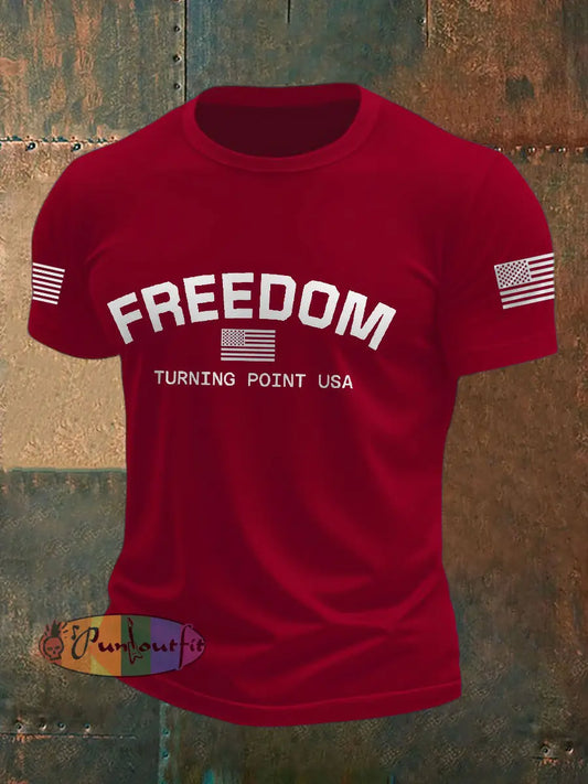 Men’s Turning Point USA Flag Printed T-shirt Deep Red / S