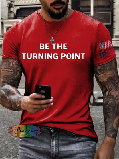 Men’s Turning Point USA Flag Printed T-shirt Pure Red / S