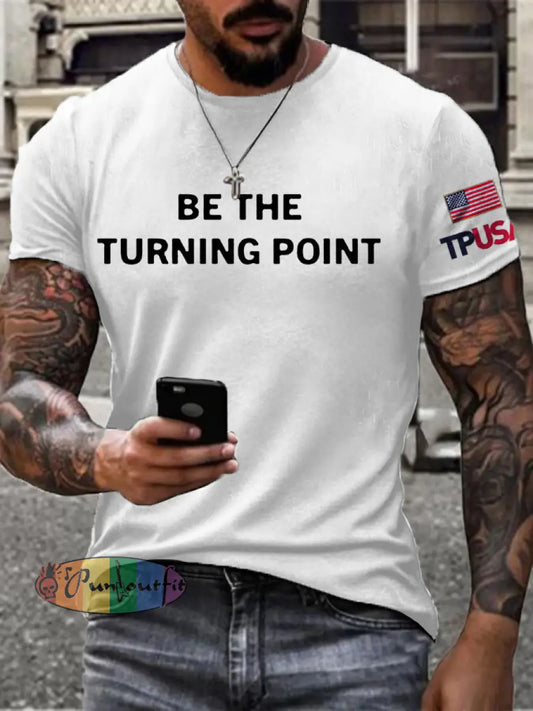 Men’s Turning Point USA Flag Printed T-shirt White / S