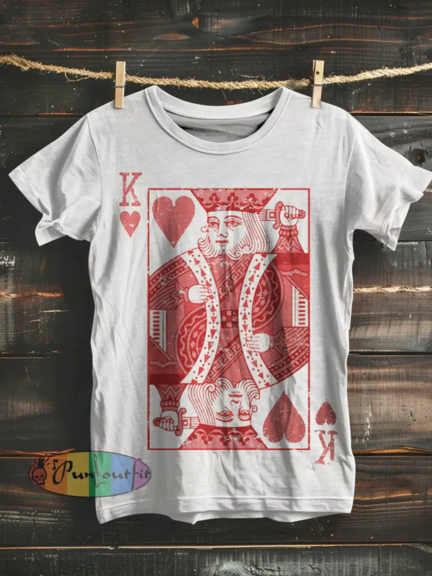 Men`s Valentine’s Poker Love Print Casual Short Sleeves T-Shirt Colorful / S