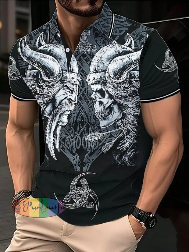 Men’s Viking Printed Casual Polo Shirt Picture 1 / S