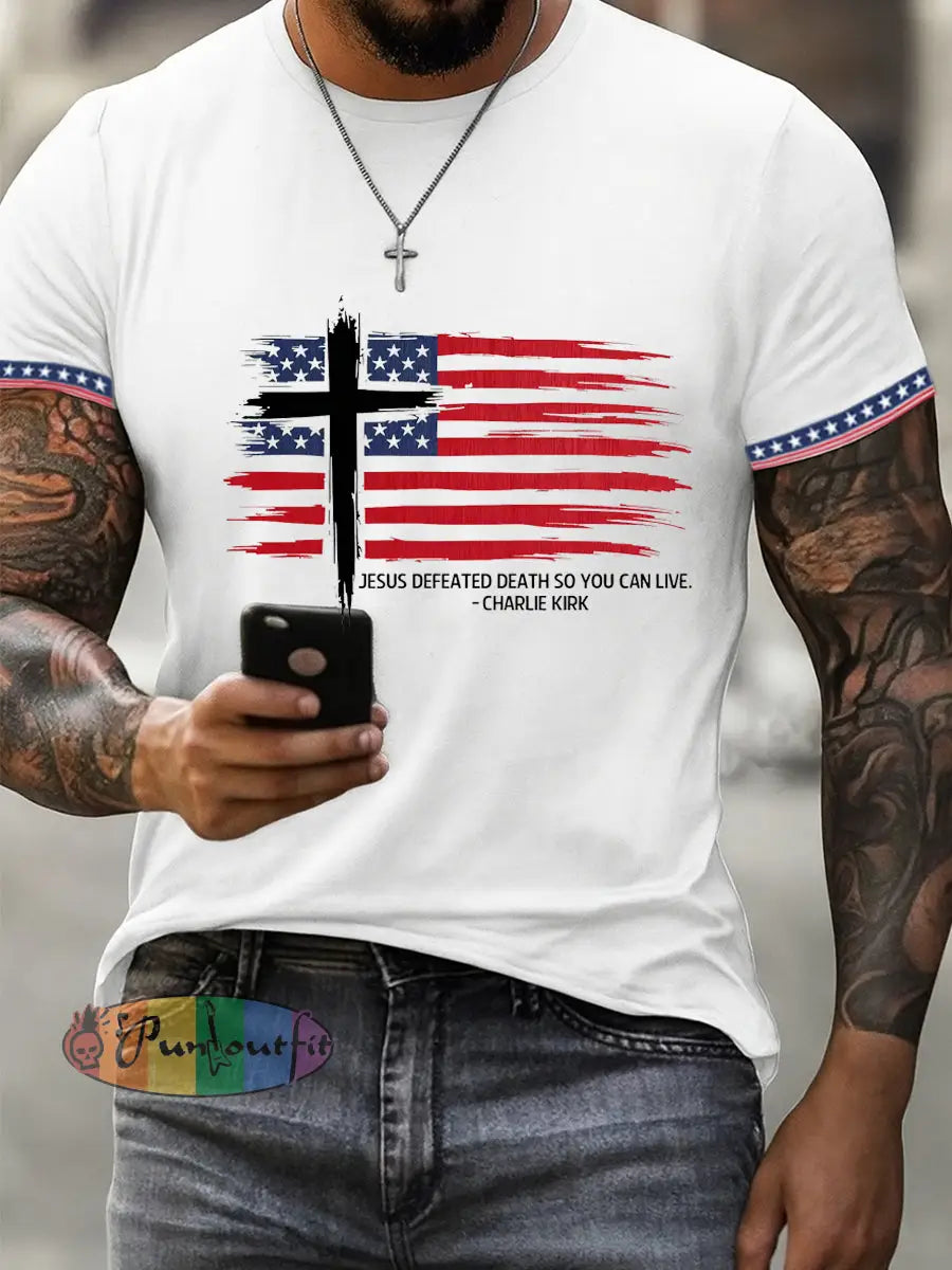 Men’s Vintage Artistic Printed Short Sleeve Casual T-Shirt A / S