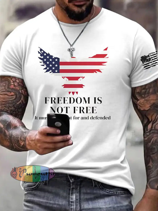 Men’s Vintage Charlie Kirk American Flag Print Commemorative T-Shirt A / S