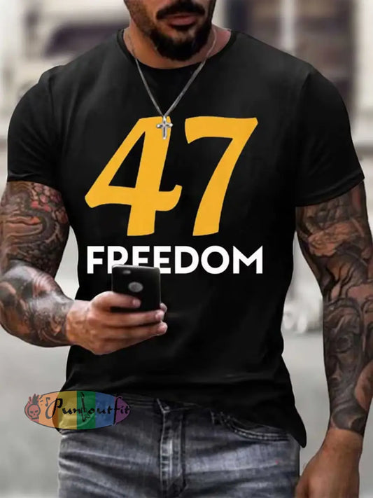 Men’s Vintage Charlie Kirk American Flag Print Commemorative T-Shirt A / S