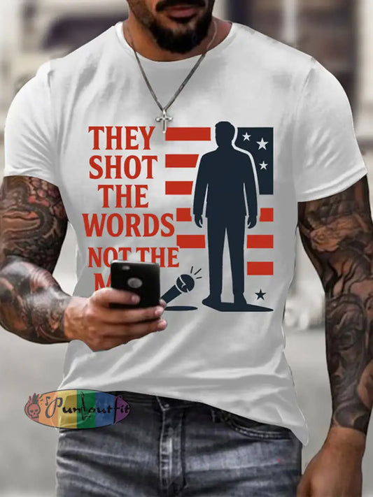 Men’s Vintage Charlie Kirk American Flag Print Commemorative T-Shirt A / S