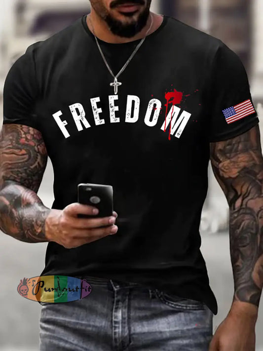 Men’s Vintage Charlie Kirk American Flag Print Commemorative T-Shirt A / S