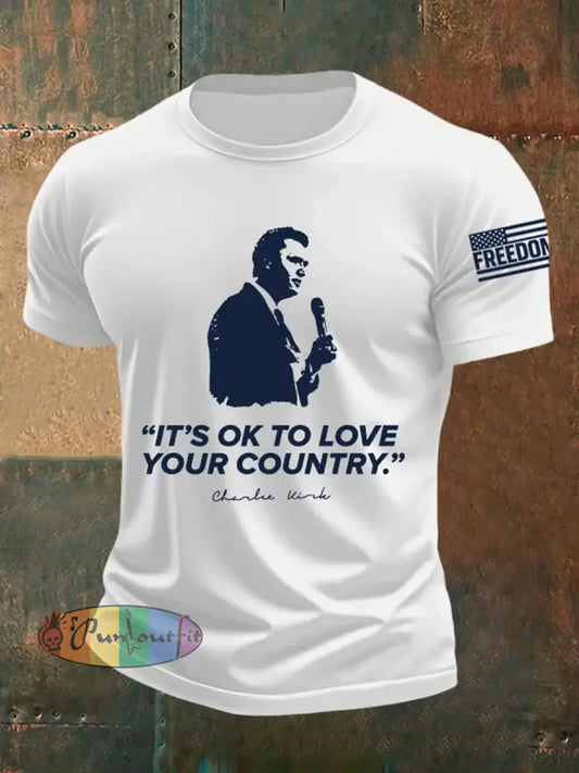 Men’s Vintage Charlie Kirk American Flag Print Commemorative T-Shirt A / S