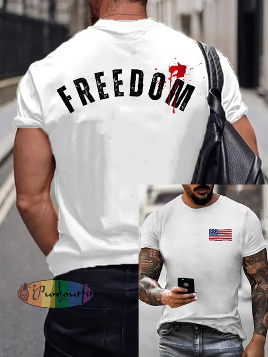 Men’s Vintage Charlie Kirk American Flag Print Commemorative T-Shirt A / S
