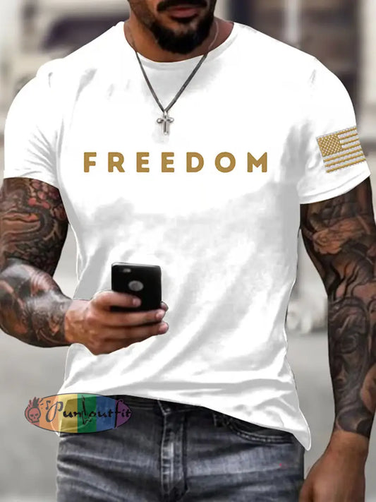 Men’s Vintage Charlie Kirk American Flag Print T-Shirt A / S