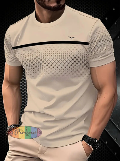 Men’s Vintage Comfort Breathable Polka Dot Abstract Print Casual Cotton Short Sleeve T-Shirt Apricot / S