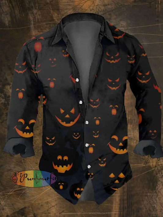 Men‘s Vintage Dark Skull Print Long Sleeve Shirt Multicolor / S